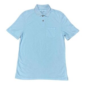 Tasso Elba Men's Island Polo Shirt Crystal Blue OP Small Short Sleeve Pocket